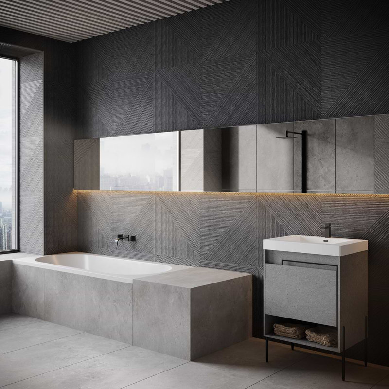 Enso 24X48 Matte Porcelain Wall Tile, Charcoal Black