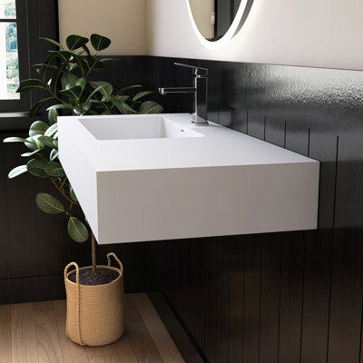 39'' Wall Mounted Bathroom Sink Solid Surface Bathroom Vessel Sink