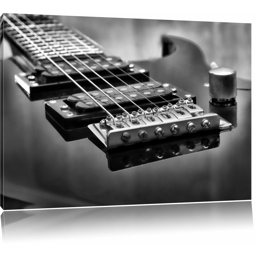 Leinwandbild Black E-Guitar in Monochrom