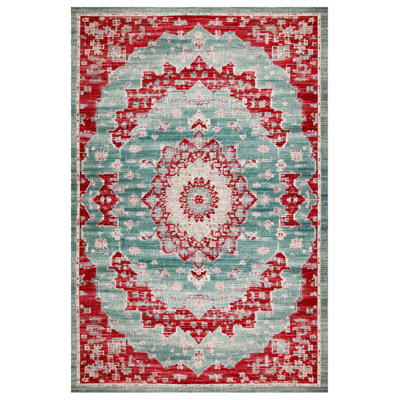 Tapis bleu en polyester à imprimé machine Gulustan