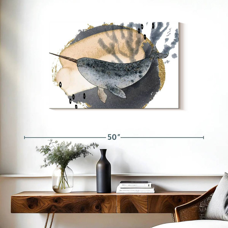 Brampt Boho Style Narwhal, 24" H x 36" W