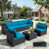 Black Rattan Peacock Blue