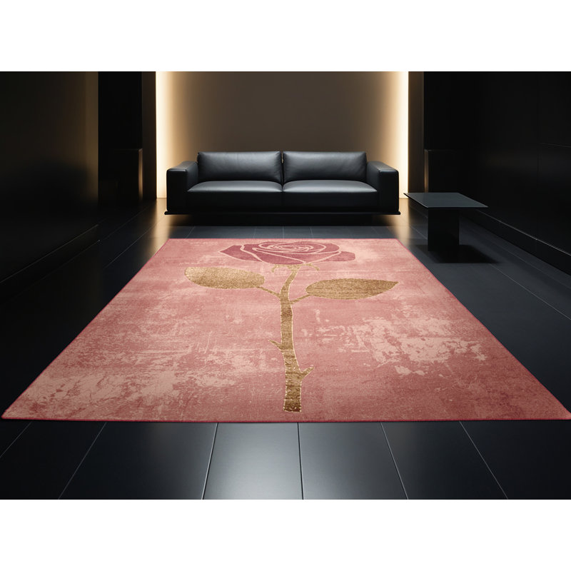 Soft Plush Farrer Valentines Modern & Contemporary Abstract Area Rug in Brown – Rose Binding, 8x12