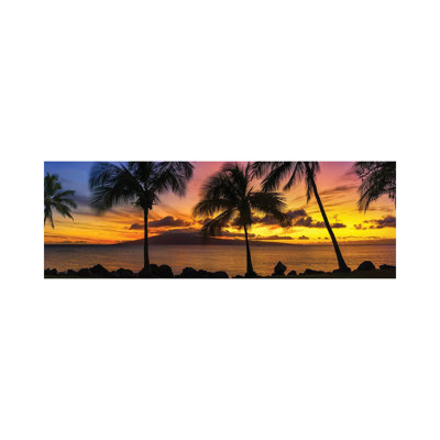 Palm Tree Sunset by Jonathan Ross Photography - Wrapped Canvas Panoramic Print
