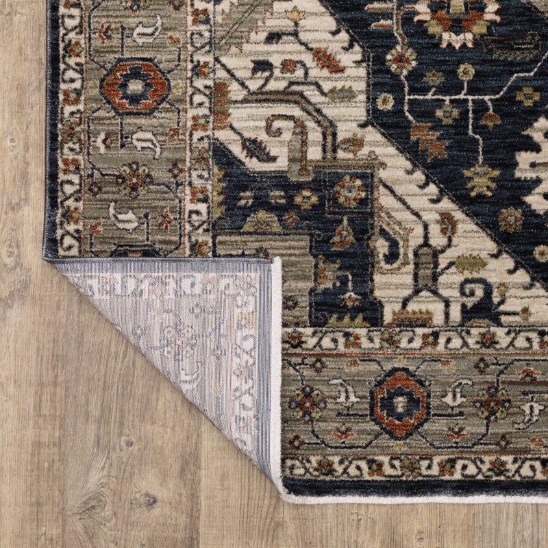 Tapis bleu / gris Caia, Tapis de couloir 2 pi 3 po x 7 pi 9 po