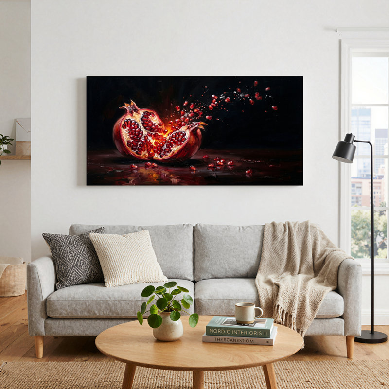 «Pomegranate Burst», reproduction d'art sur toile, ensemble de 1, Toile tendue, L 58 po x H 28 po