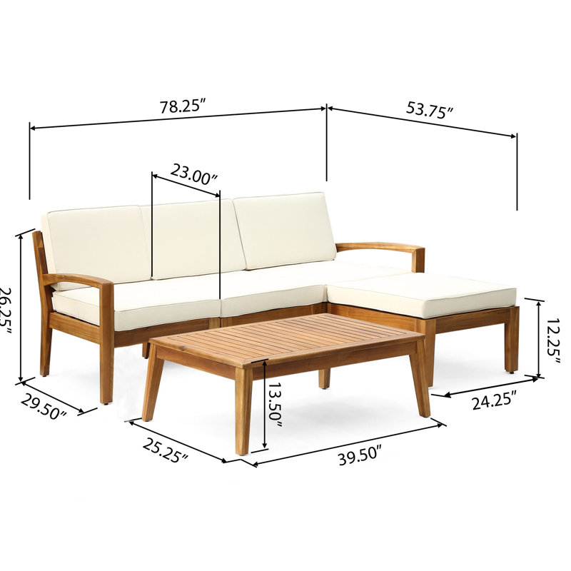 Ensemble de canapé d'extérieur en forme de L 3 pièces