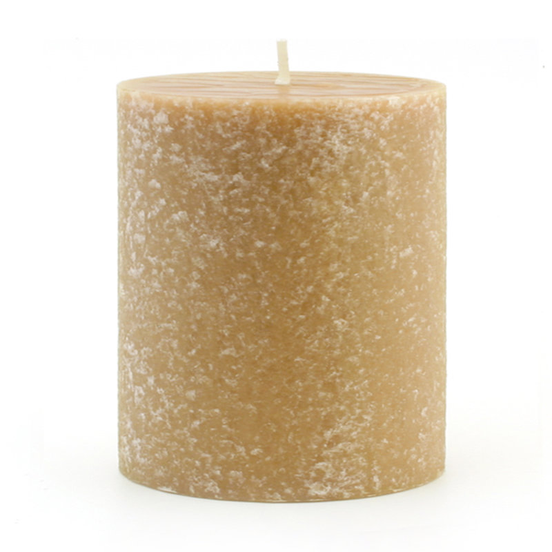Timberline Unscented Pillar Candle, 4" H x 4" W x 4" D, Light Brown