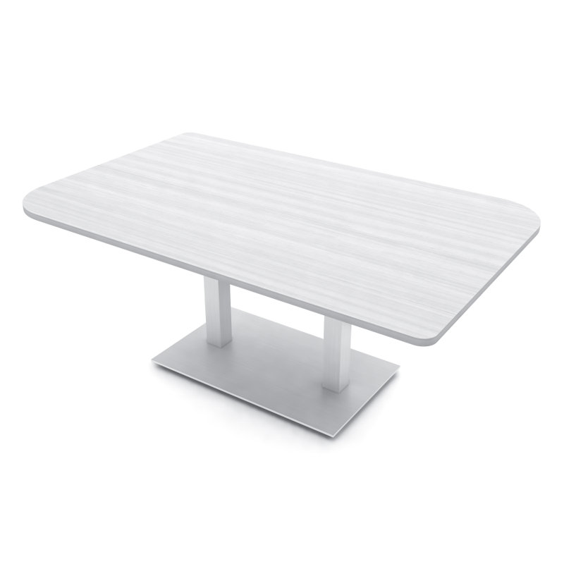 Table de conférence Ogren Duo, L 72 po x l 48 po, Cyprès blanc, Argent argent