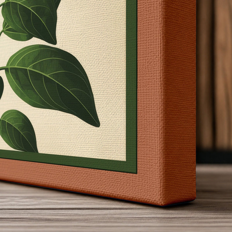 Purple Flower Study Botanical - Wrapped Canvas, 30x20 - 76.2 x 50.8 cm, Terracotta Border