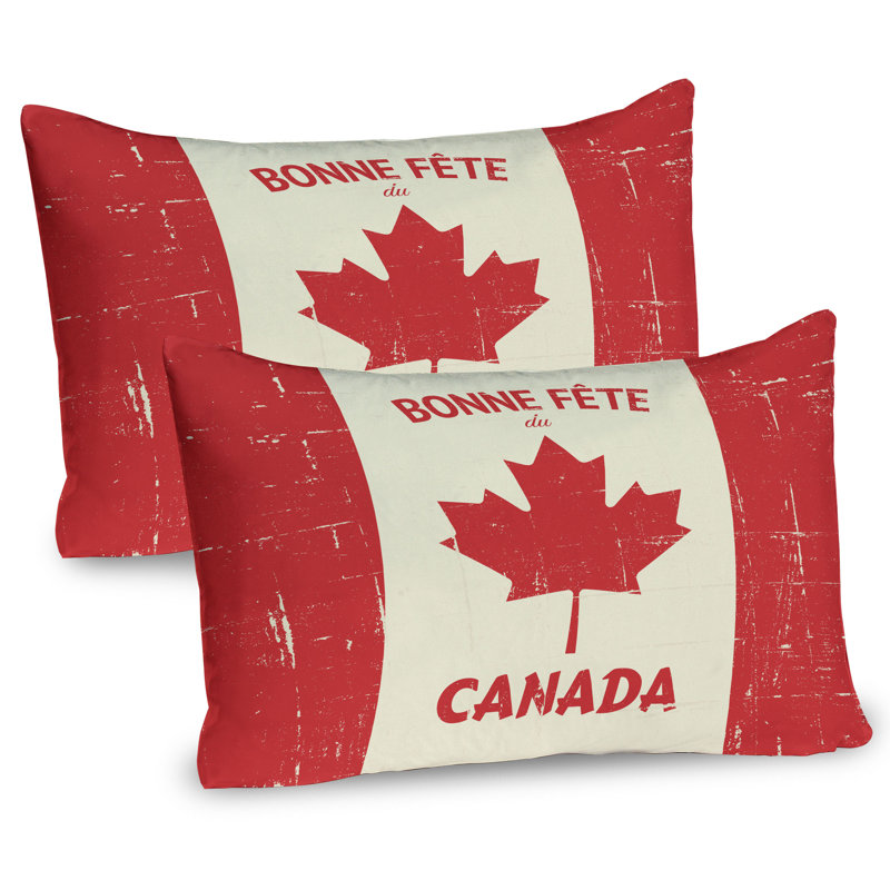 Ensemble de 2 taies décoratives Ambesonne Canada Happy Canada Concept vermillon et ivoire, H 20 po x l 30 po