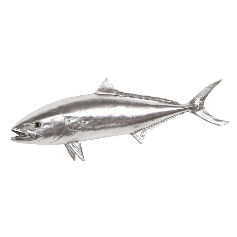 Yellow Tailed King Fish Wall Sculpture, Silver