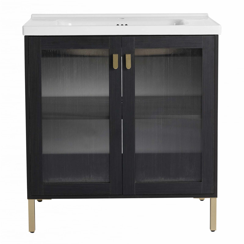 Contreplaqué de meuble-lavabo autoportant avec lavabo en céramique, 32"
