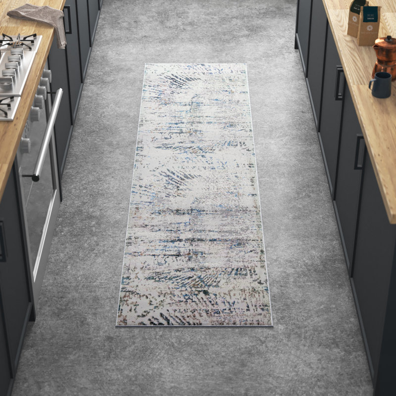 Wayde Abstract Gray/Beige Area Rug, Runner 2'2" x 9'