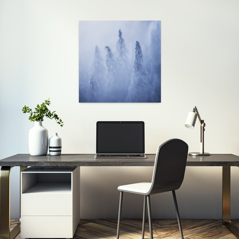 Ghosts Abstract Minimalist Fir Forest Landscape Wall Art by Ales Krivec - Wrapped Canvas Print, 45.72 cm H x 45.72 cm W