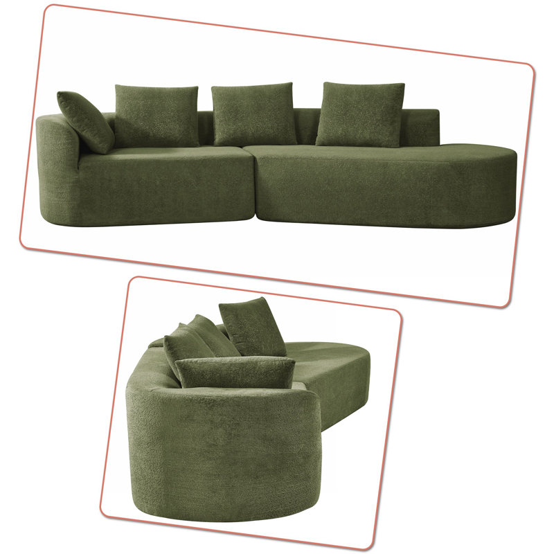 Canapé modulaire rembourré en polyester compressé sans cadre 2 places Modern, Vert