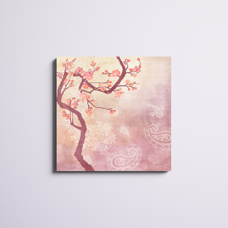 «Sweet Cherry Blossoms V», peinture sur toile, H 30 po x l 30 po