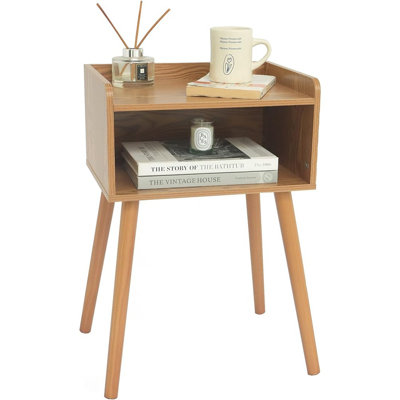 Nightstand, Mid Century Modern Side Table Bedroom With Storage, Small End Bedside Table With Solid Wood Legs For Living Room, Office Small Spaces (bro by George Oliver