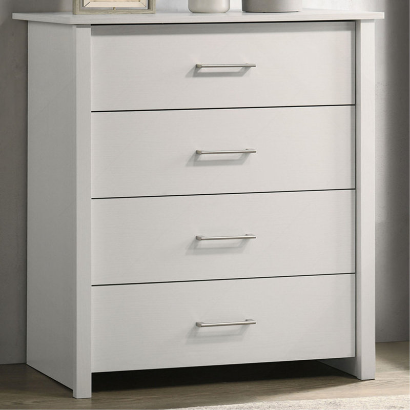 Commode 4 tiroirs avec poignées l 32 ", Blanc