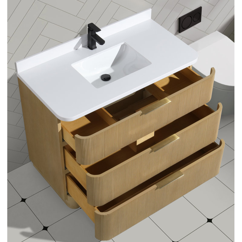 Azam 42'' Single Bathroom Vanity With Engineered Quartz Top