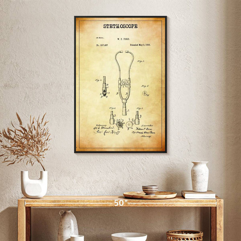 Stéthoscope breveté, 25 po x 37 po, Cadre flottant noir
