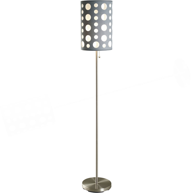 62"H GREY/WHITE RETRO FLOOR LAMP