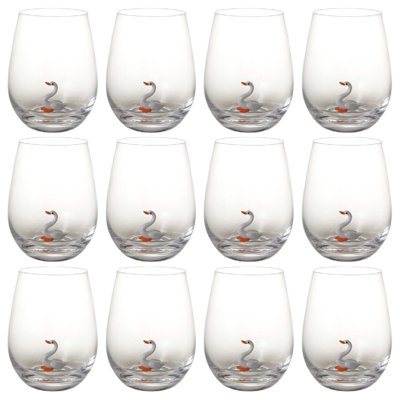 Hand-Blown Swan Glass Stemless Wine Glass