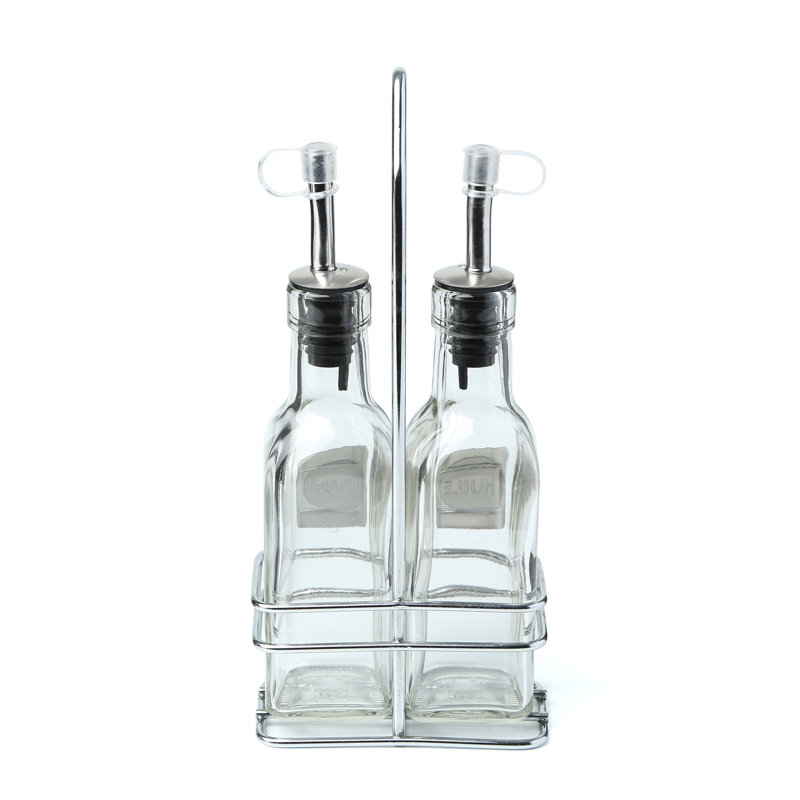6 oz Bouteille d'huile et de vinaigre française avec panier