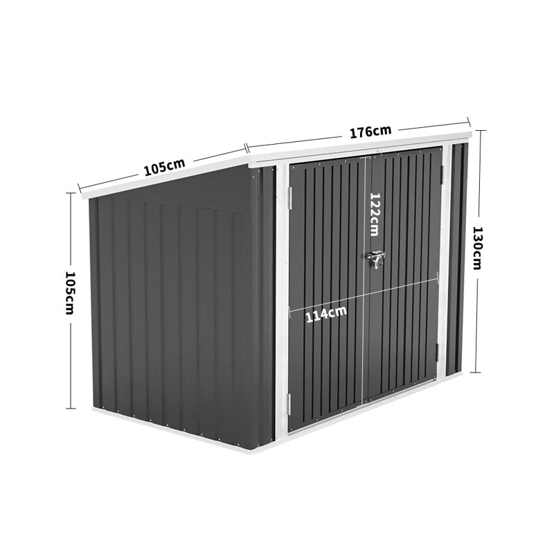 Atrice 6 ft. W x 3 ft. D Metal Garbage Shed, Black
