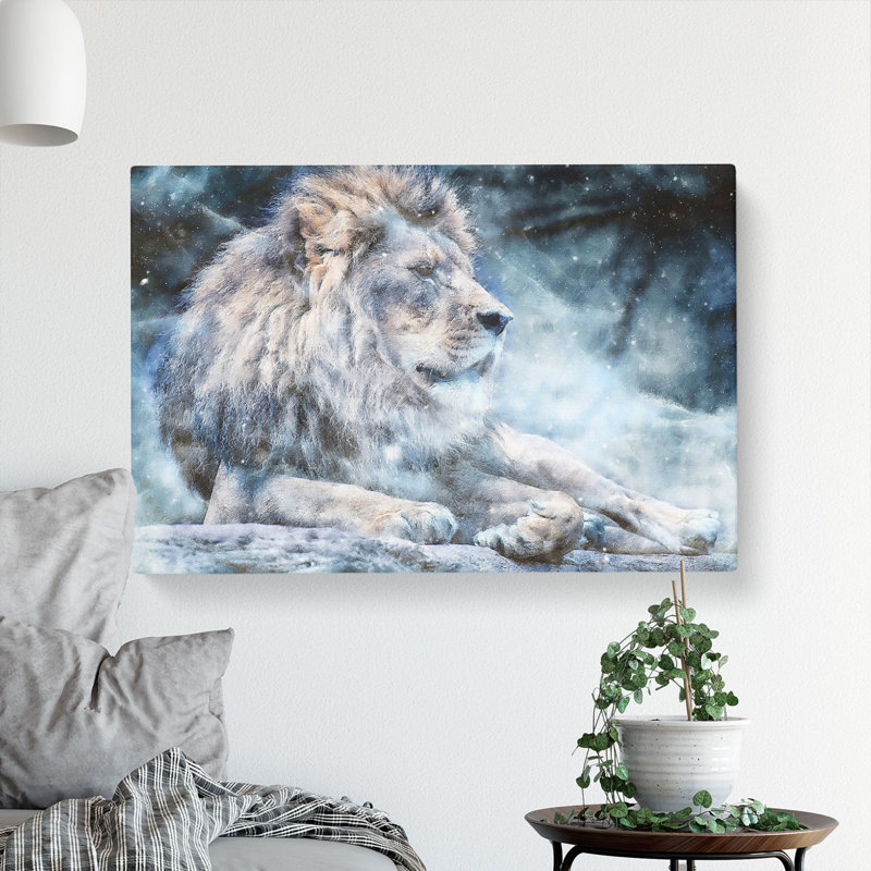 Beautiful Lion Painting - Wrapped Canvas, 50cm H x 76cm W x 3cm D