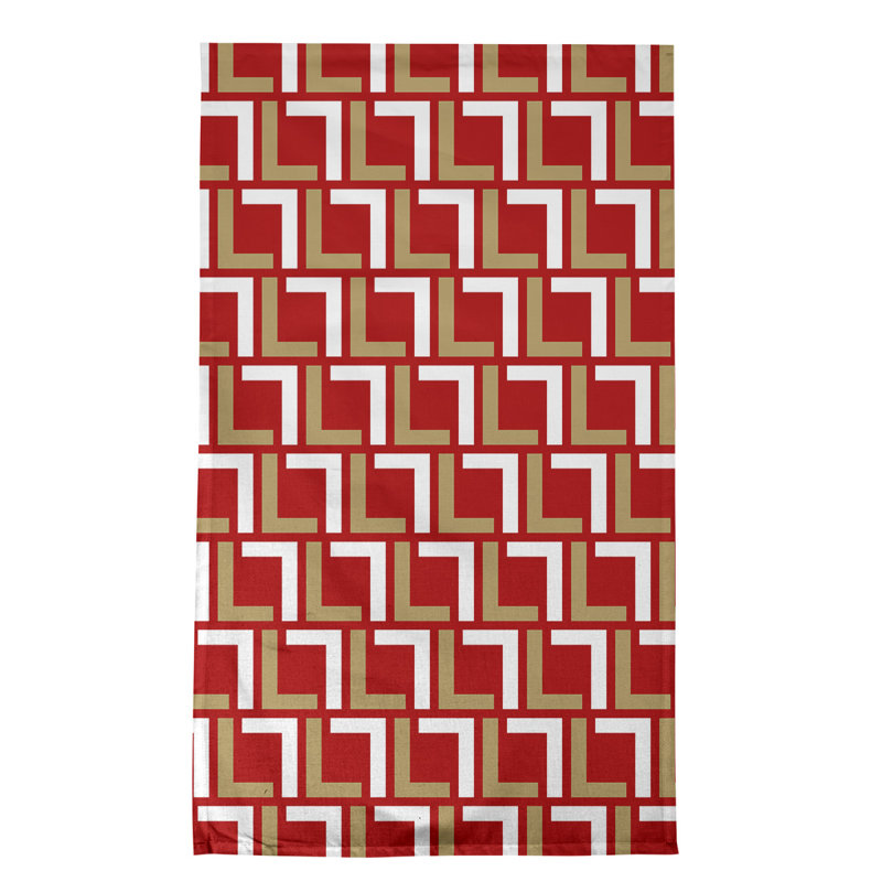 Torchon Hartsmith, Mélange de coton, Rouge / or / blanc