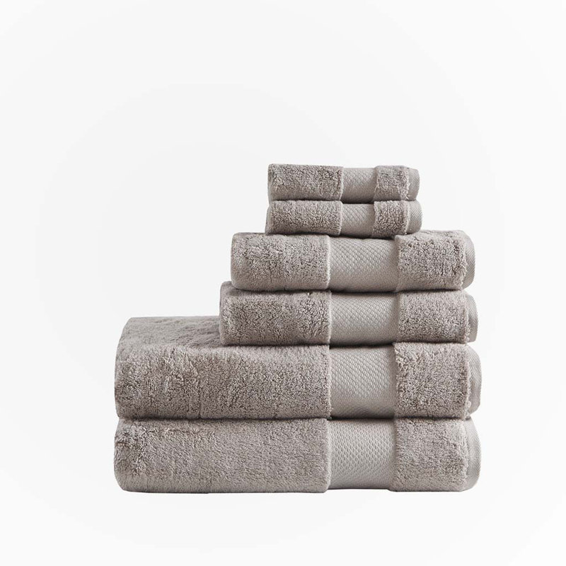 Gracie Mills Forrest Splendor  Cotton 6 Piece Towel Set, Taupe 623gsm