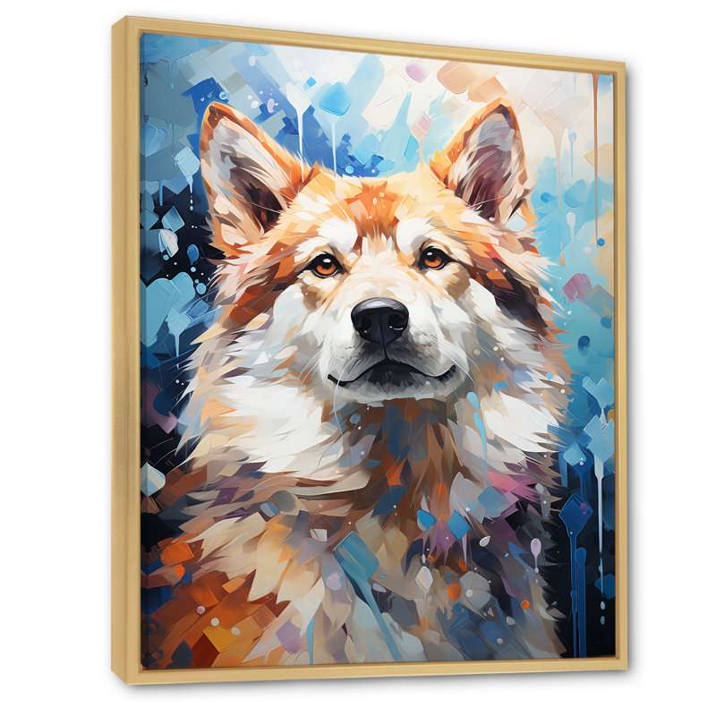«Dog Akita Affection I» sur toile, Cadre naturel flottant, H 20 po x l 12 po x P 1 po
