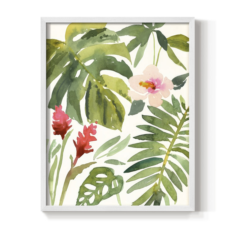 Tropical Farrago I, reproduction encadrée - bois massif, H 11 po x l 9 po, Blanc