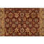 Tapis rouge / brun / bleu en viscose noué à la main de conception unique 7 pi 11 po x 9 pi 8 po