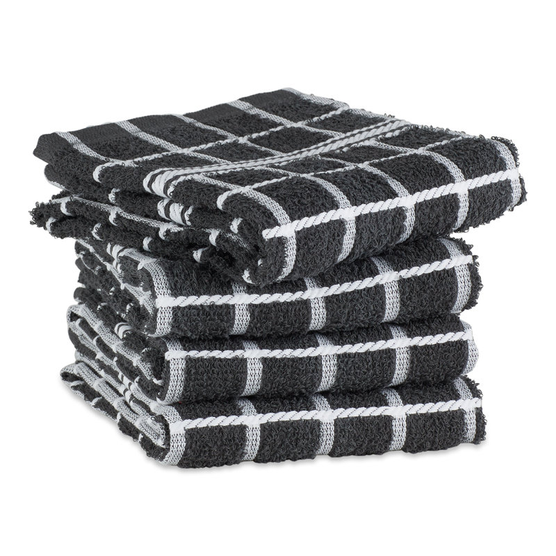 Cotton Waffle Tea Towel Kitchen Towel, Mineral Gray