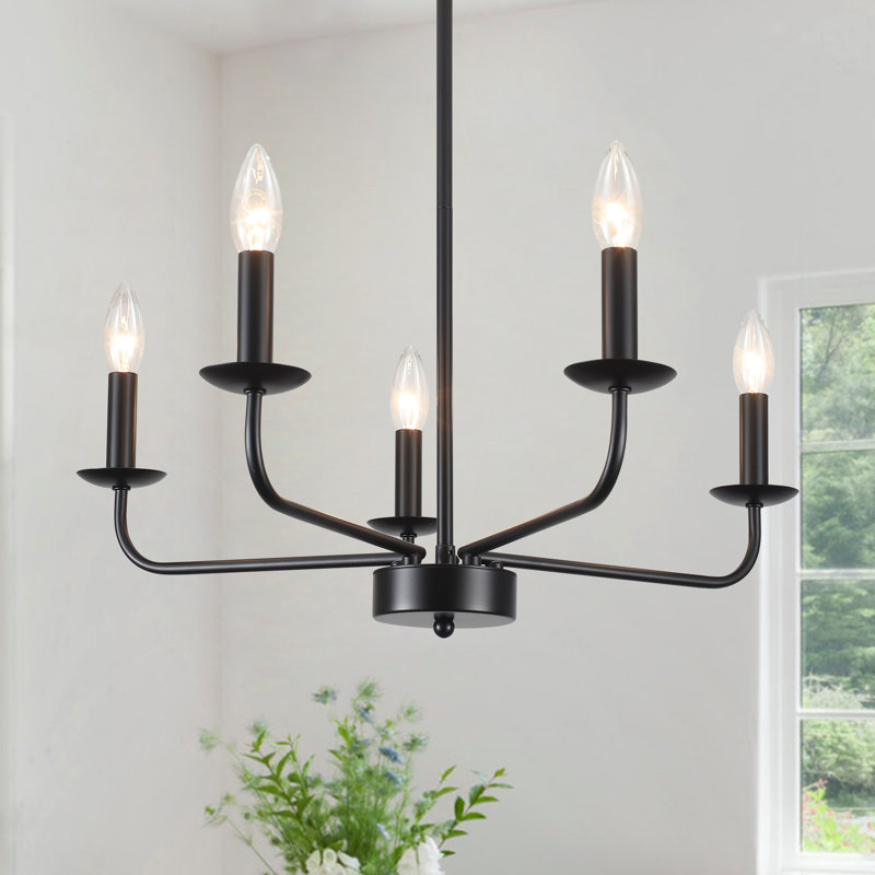 Lustre classique à 5 lumières de style bougie Taibah, Or
