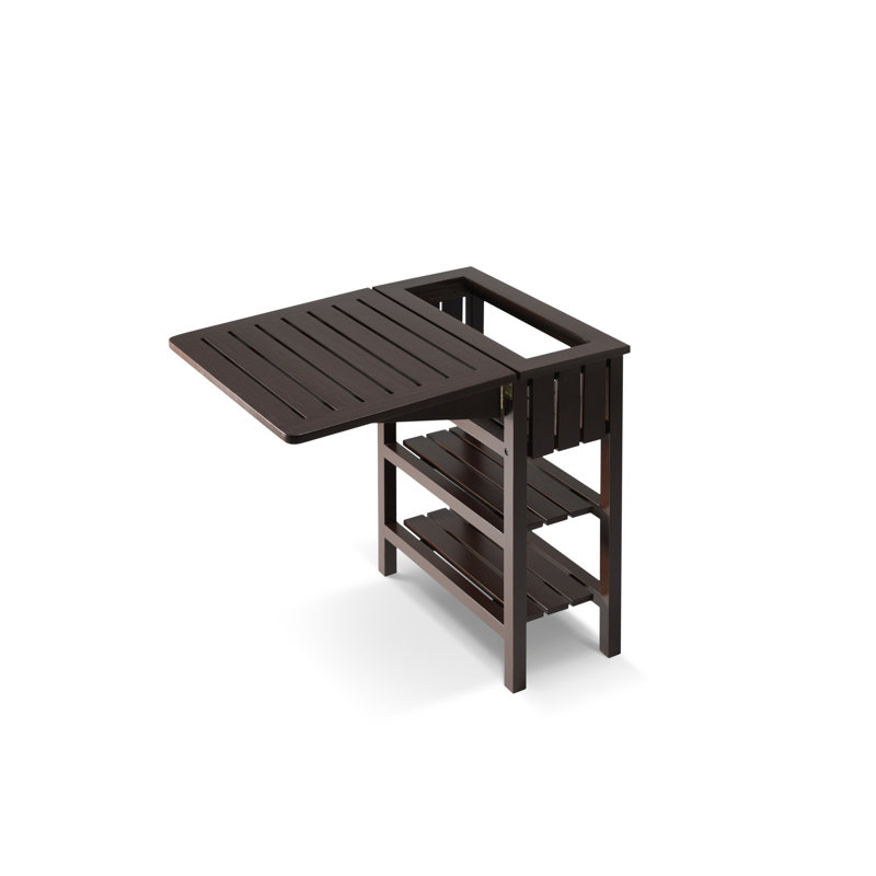 Rectangular Ash Folding Outdoor Side Table , 63cm cm W 31cm cm D, Dark Brown