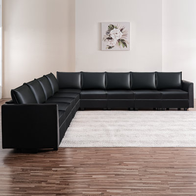 Canapé-lit modulaire en cuir convertible 9 places Talamantez