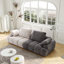 Canapé 86,6 po à deux places de grande taille, revêtu de tissu d'ameublement moderne, beige et tissu en suède gris