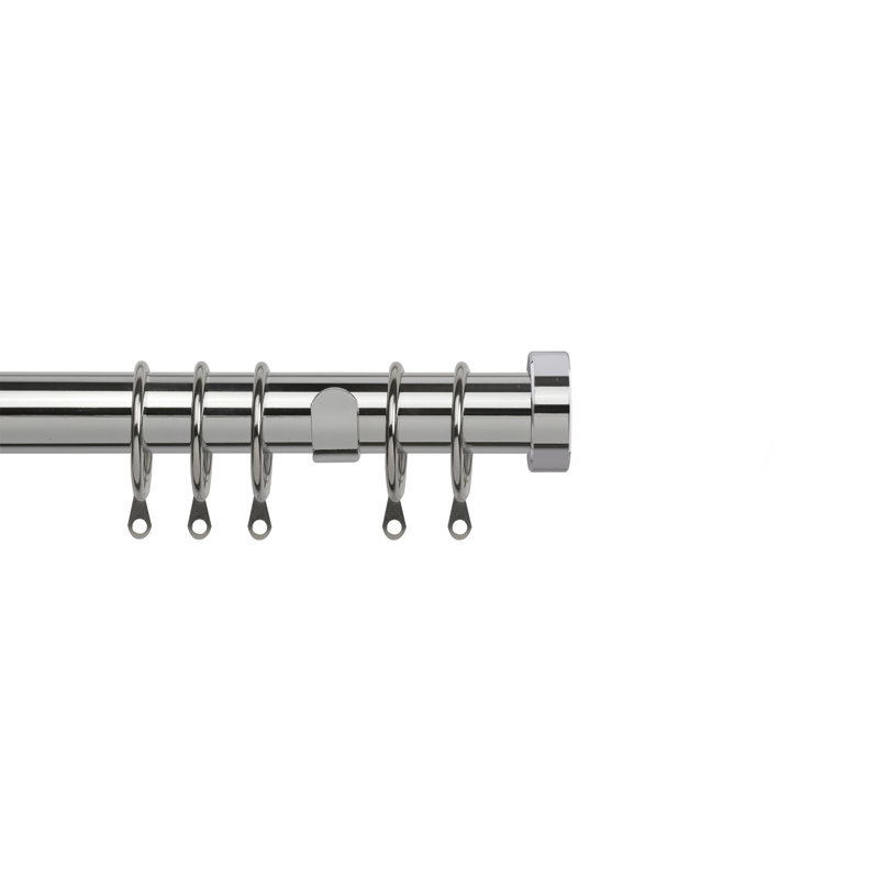 Noriana Adjustable Single Curtain Pole, Chrome, 120cm x 210cm