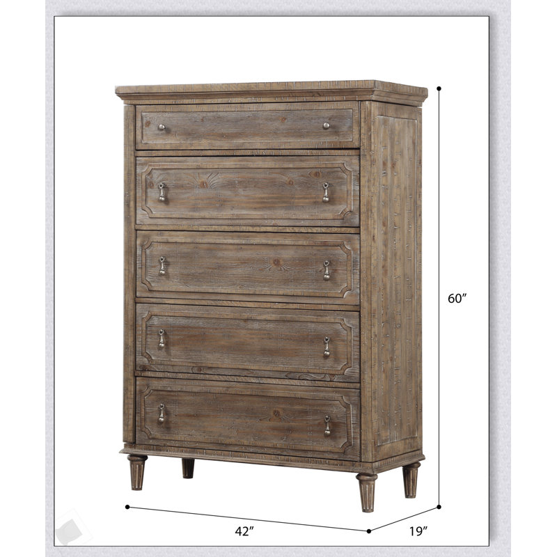 Commode élégante à 5 tiroirs en taupe avec beaucoup de rangement et facile à assembler pour les maisons modernes