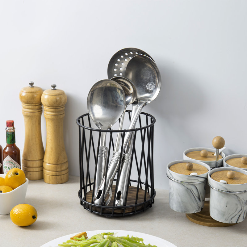 Metal Round Utensil Crock
