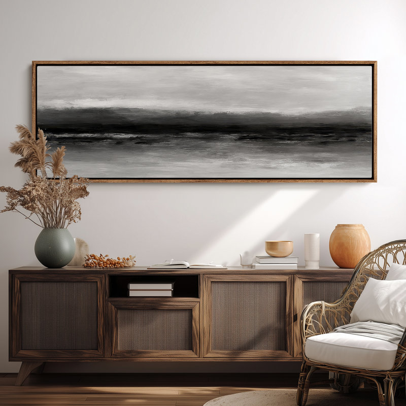 Très grand art mural rétro encadré pour art classique, H 20 po x l 60 po, Naturel