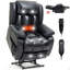 Fauteuil inclinable électrique à deux moteurs en cuir véritable à double position à position infinie avec massage par vibration à 8 points et chauffage lombaire