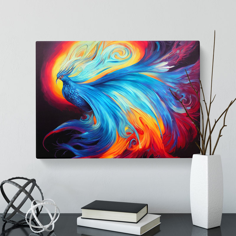 Spectacular Phoenix Bird - Wrapped Canvas Painting, 40cm H x 60cm W x 3cm D
