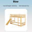 Lit superposé simple au-dessus d'un lit simple avec rampe d'escalade et échelle en bois-629826235