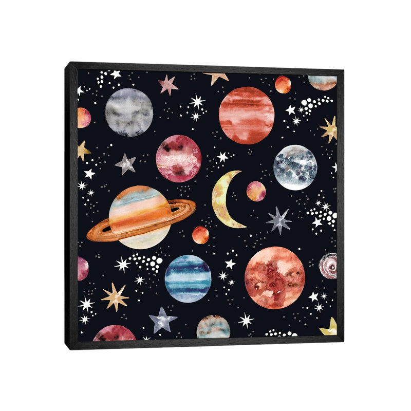 Planets by Sara Berrenson - Print on Canvas, 45.72 cm H x 45.72 cm W, Black Framed