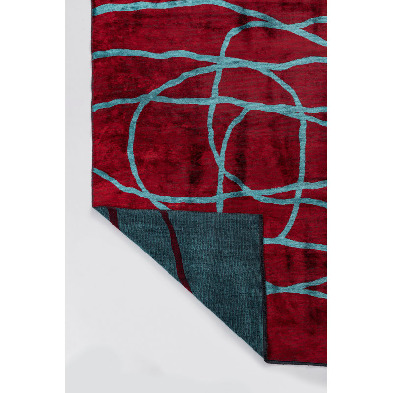 Rapture Green/Red Abstract Luxury Area Rug, Rectangle 7'10" x 11'2"