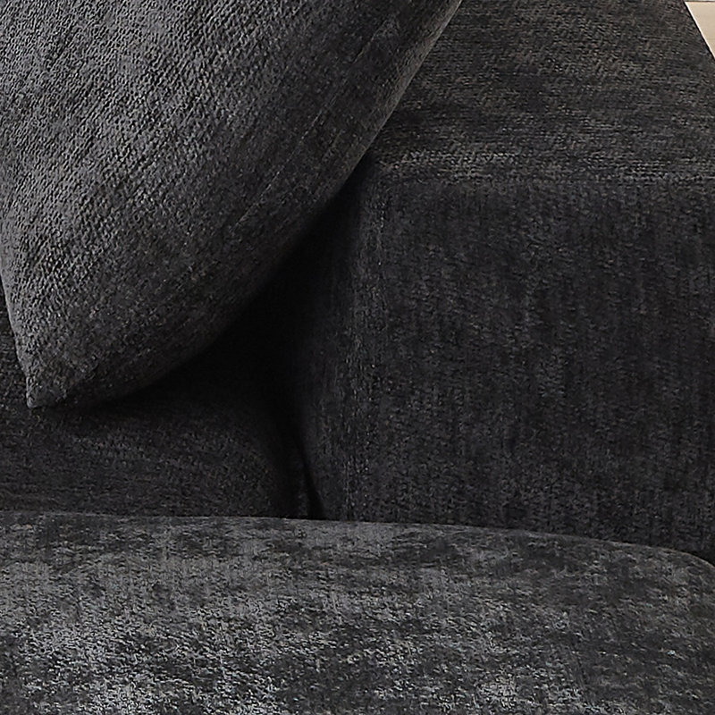 Canapé modulaire sans dossier 80 po Cloud, canapé modulaire à assise profonde, causeuse convertible et confortable, Noir